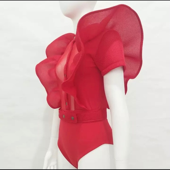 Elegant Red Body Suit - Picture 6 of 8